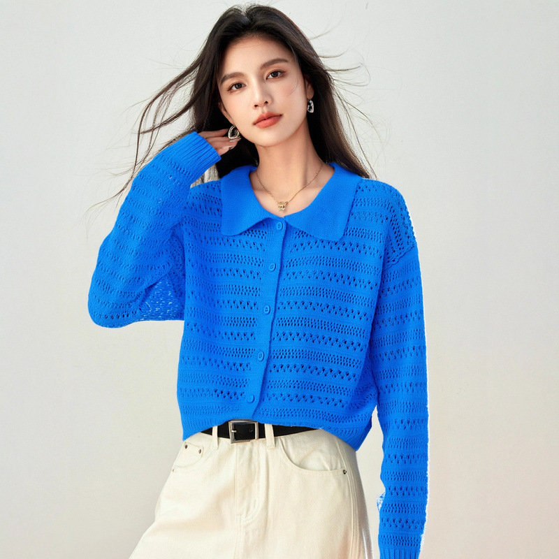 巨好看的早秋穿搭克莱因蓝针织开衫女2025新款韩系慵懒风毛衣外套|undefined