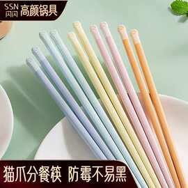 闪闪优品 合金筷子家用抗菌防滑一人一筷家庭专用筷儿童筷子