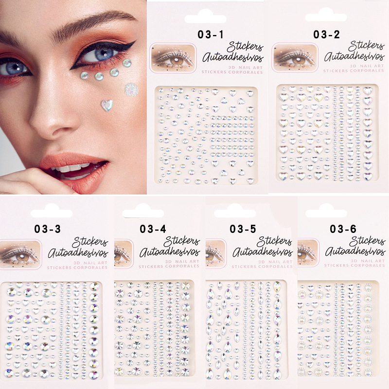 Fabricante spot transfronterizo explosión facial gemas pegatinas de diamante acrílico pegatinas de diamante pegatinas de perlas pegatinas faciales brillan
