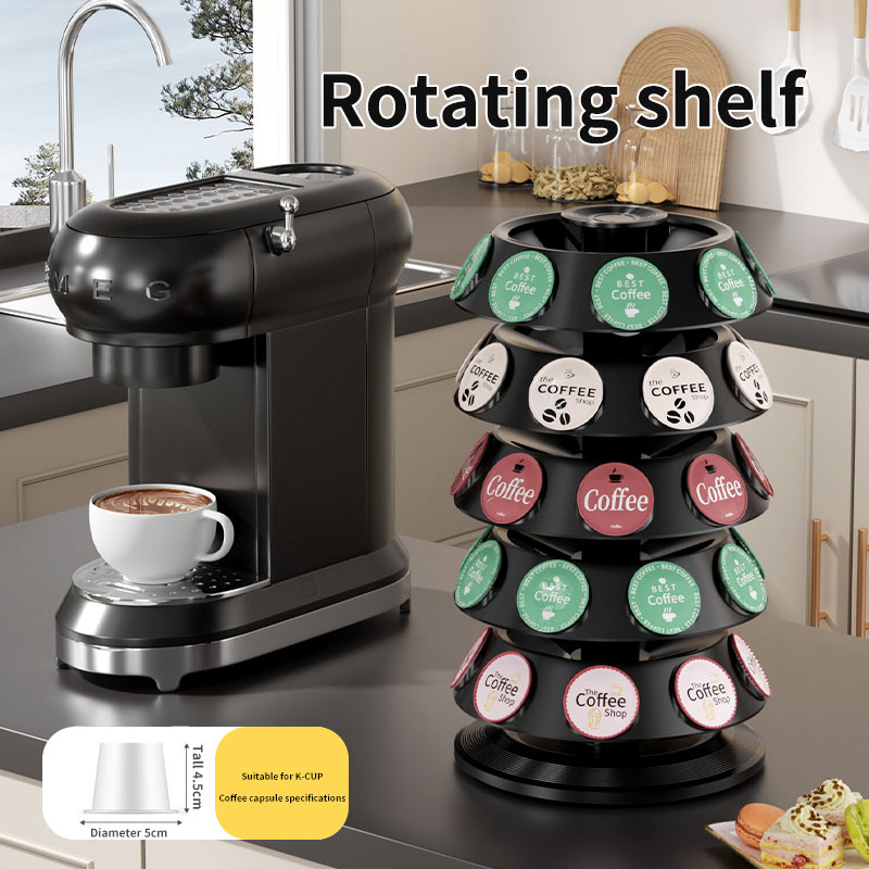 Suitable for Kcup, the Base Is Non-Slip and Can Be Rotated 360 Degrees ° Rotating Coffee Capsule Organizer for 40 Capsules