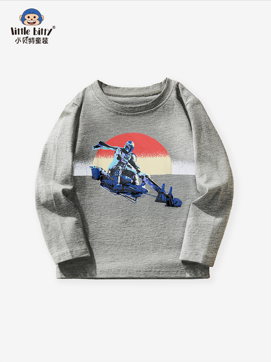 Cross-Border Supply 25 Years Autum Boys' Long-Sleeved T-Shirts European and American Style Printed Round Neck Kidsren's Bottoming Shirts Tops Kidsren's Clothing