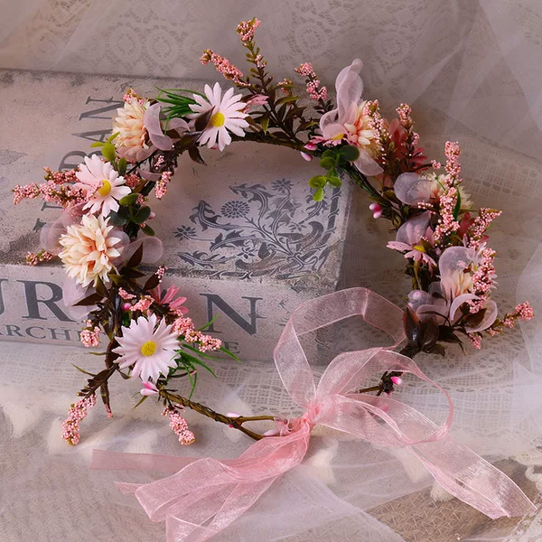 European-Style Fresh Daisy Garland Forest Sweet Artificial Flower Hairband Wedding Bride Head Flower Decoration Photography Accessories
