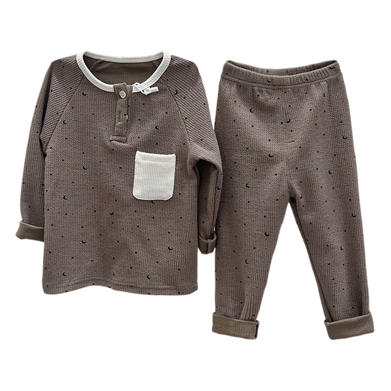 X25012 primavera nuevo estilo coreano de los niños desgaste del hogar niños y niñas Clase A pit Pijamas Pijama pantalones cálido traje de dos piezas