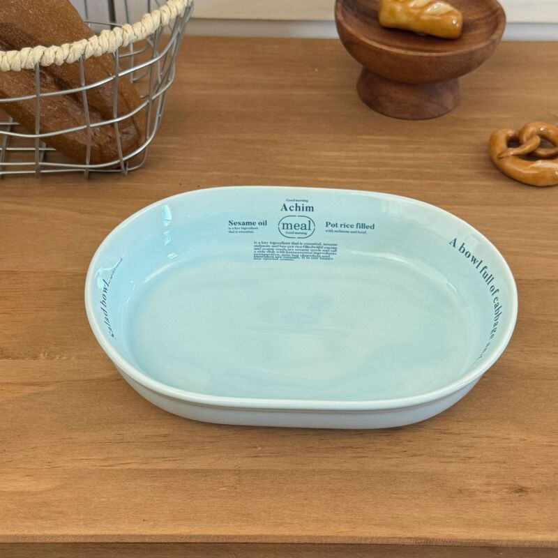 高级蓝色字母陶瓷餐具家用ins一人食餐具套装日式餐盘意面椭圆盘|undefined
