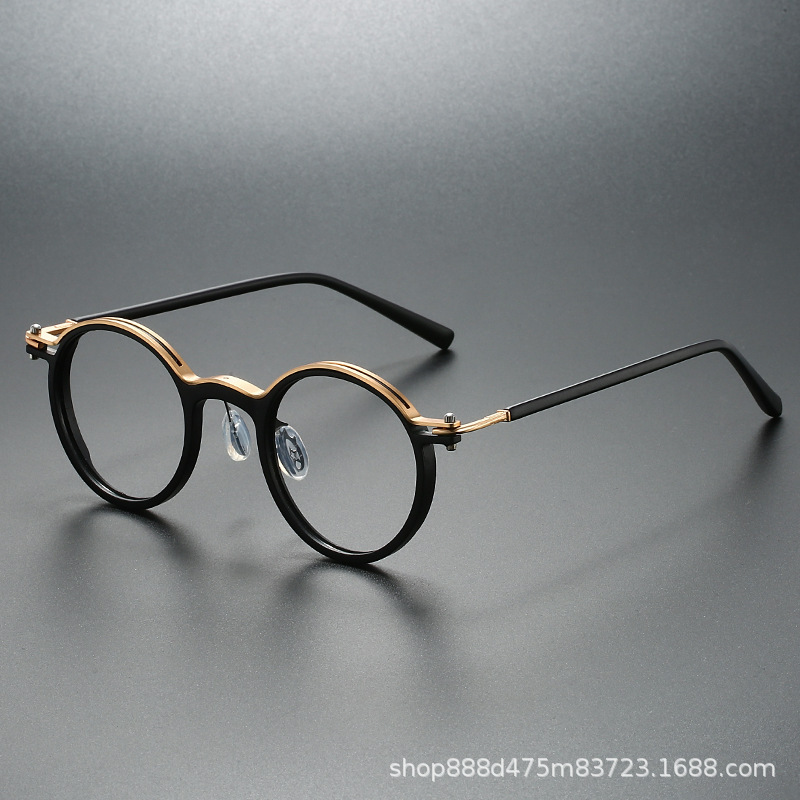 2025 New Anti-Black Storm Same Style Retro Fashion Glasses Frame Men's Round Frame Punk Metal Anti-Blue Light Flat Mirror 2025 New Anti-Black Storm Same Style Retro Fashion Glasses Frame Men's Round Frame Punk Metal Anti-Blue Light Flat Mirror