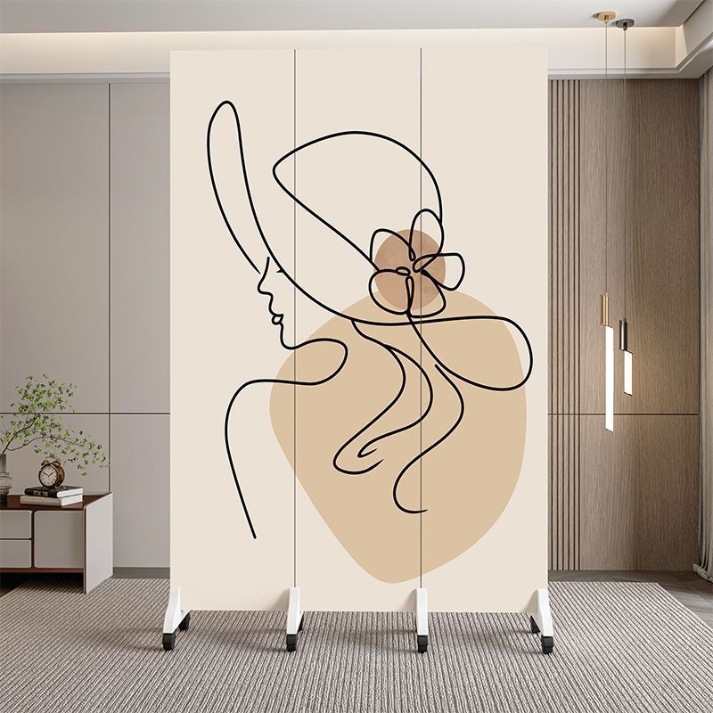 Simple and modern folding screen, mobile, for living room, home, entrance, office partition wall, light luxury, easy-to-use folding screen