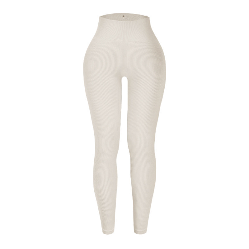 Pantalones cortos y largos de mujer ajustados y acanalados de estilo europeo y americano, de alta elasticidad, color liso, efecto levantamiento de glúteos, leggings de yoga y fitness.
