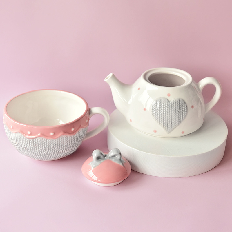 Creativo americano tetera taza de café olla traje tetera de cerámica flor juego de té Madre y niño olla una persona taza olla con filtro agujero