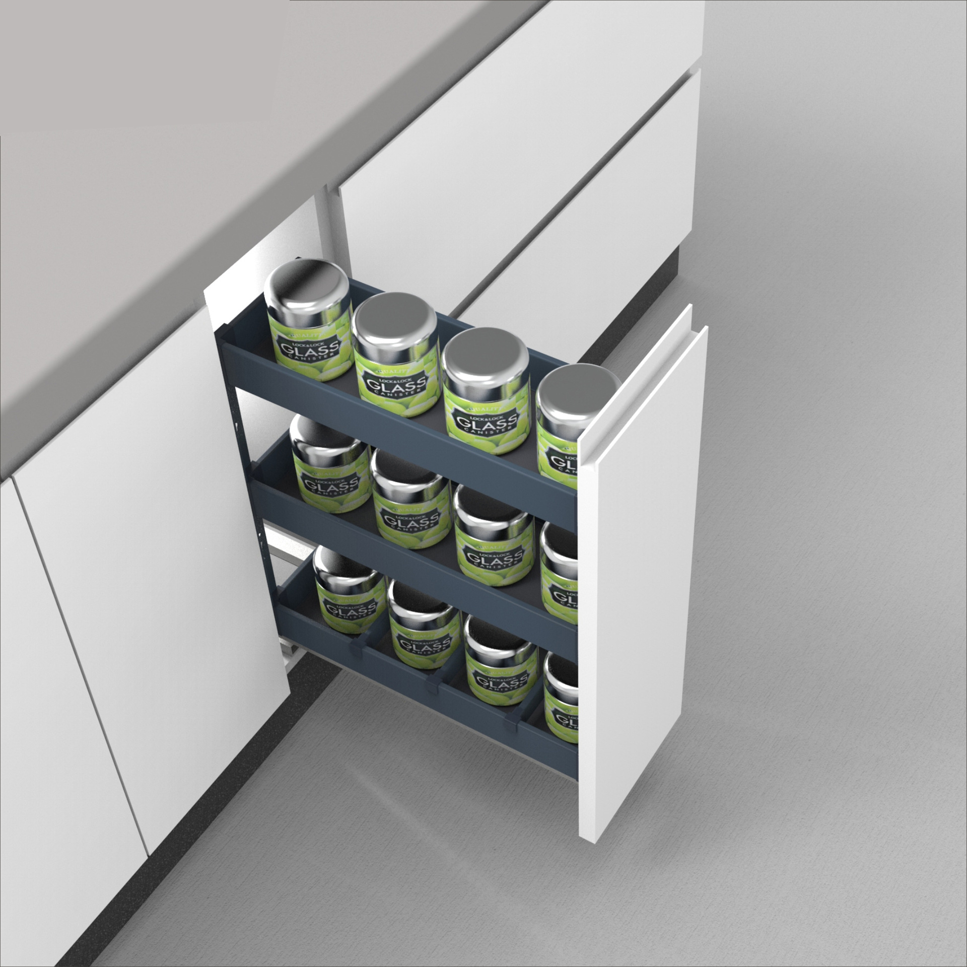 Gabinete de cocina tipo cajón gabinete superficial condimento cesta espacio de acero inoxidable aleación de aluminio condimento cesta inferior