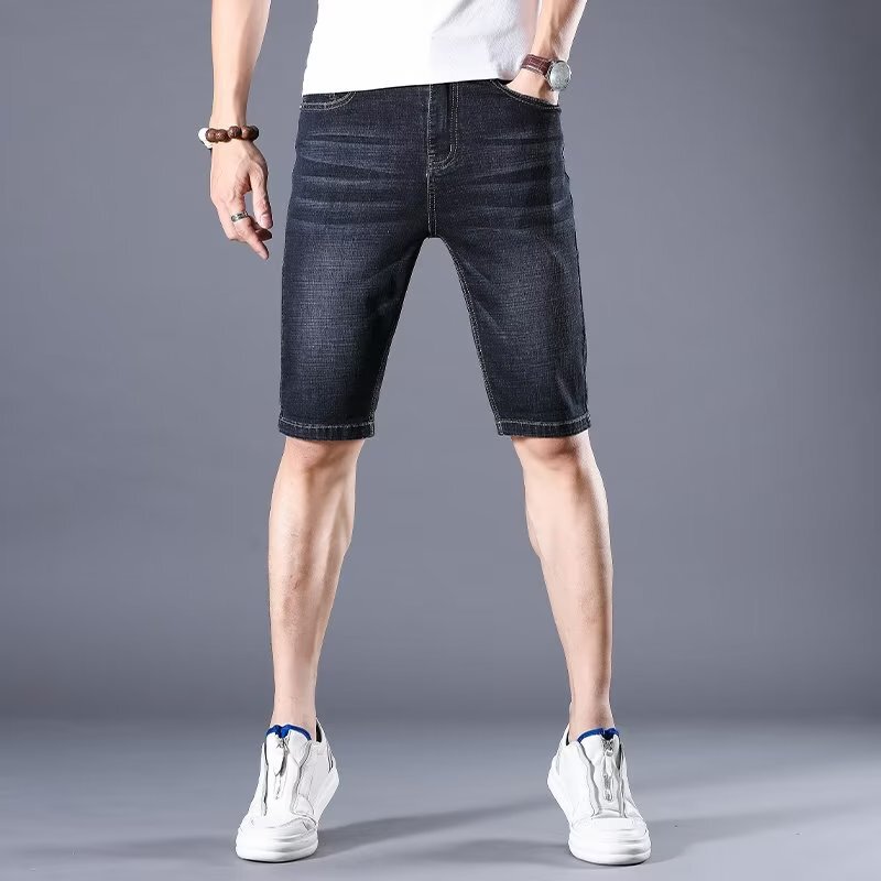 Summer Denim shorts men's fashion straight loose zipper stretch new casual pants manufacturers wholesale
