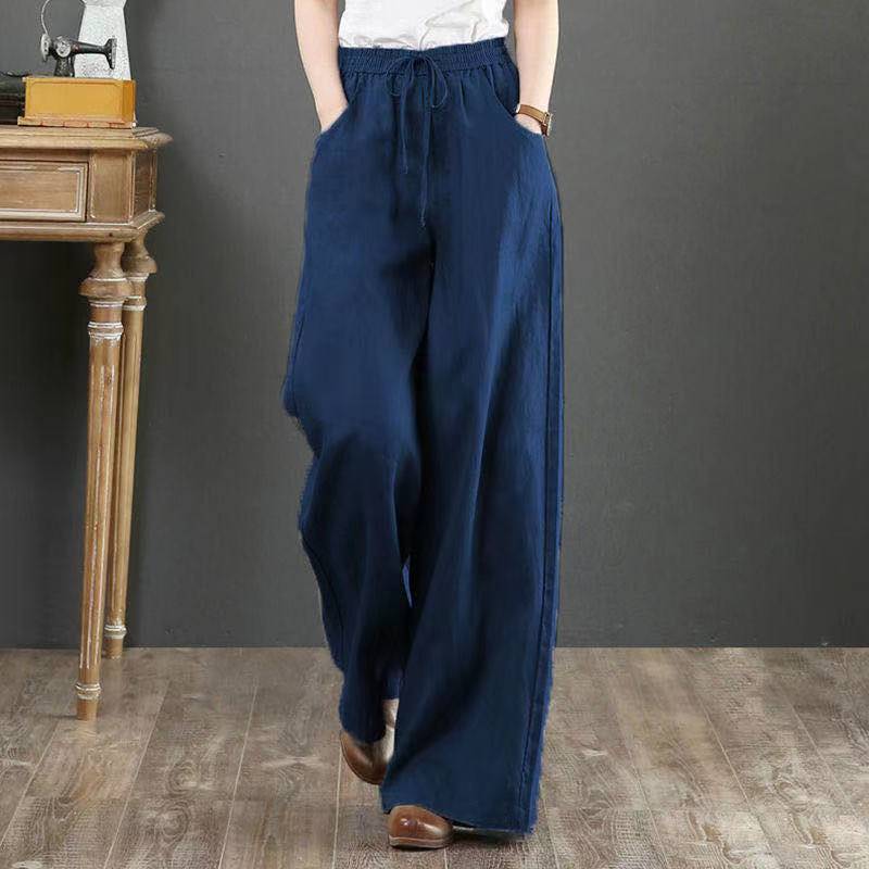 Sixteen-Color Multi-Color Spring and Summer Korean Style Literary Cotton and Linen Women's Pants Loose Large Size Wide-Leg Pants High-Waisted Floor-Length Pants Straight-Leg Pants Sixteen-Color Multi-Color Spring and Summer Korean Style Literary Cotton and Linen Women's Pants Loose Large Size Wide-Leg Pants High-Waisted Floor-Length Pants Straight-Leg Pants