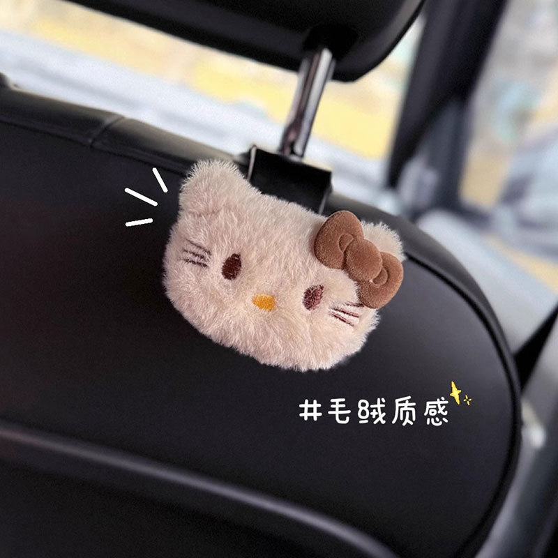 Cute gato KT gancho de automóvil asiento de automóvil almacenamiento multifuncional pequeño gancho de suministros para automóviles para chicas prácticas