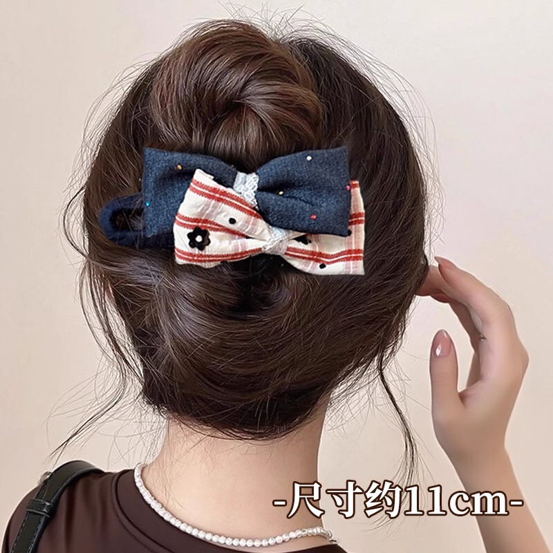 甜美蝴蝶结鸭嘴夹发夹女2025新款高级感大号盘发鲨鱼夹子发卡头饰|undefined
