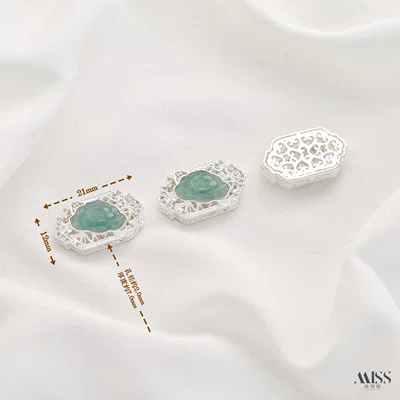 Zərgərlik ara hissələri: Charm, Pixiu, Butterfly Spacer Bead - silver-natural-grade-a-jade-lotus-hand-sign-1-piece
