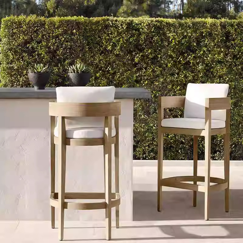 Mesa de comedor de madera maciza sillas anti-corrosivo patio exterior teca hacer vieja villa jardín al aire libre caña mesa de comedor de madera maciza sillas