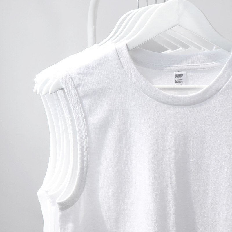 230g Japanese Style Heavyweight Pure Cotton Summer Basic Wide Shoulder Small Neckline Pure Color Loose Men's and Women's Vest Men's T-Shirt