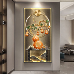 葫芦轻奢led带灯入户玄关装饰画走廊过道挂画寓意好现代复古壁画