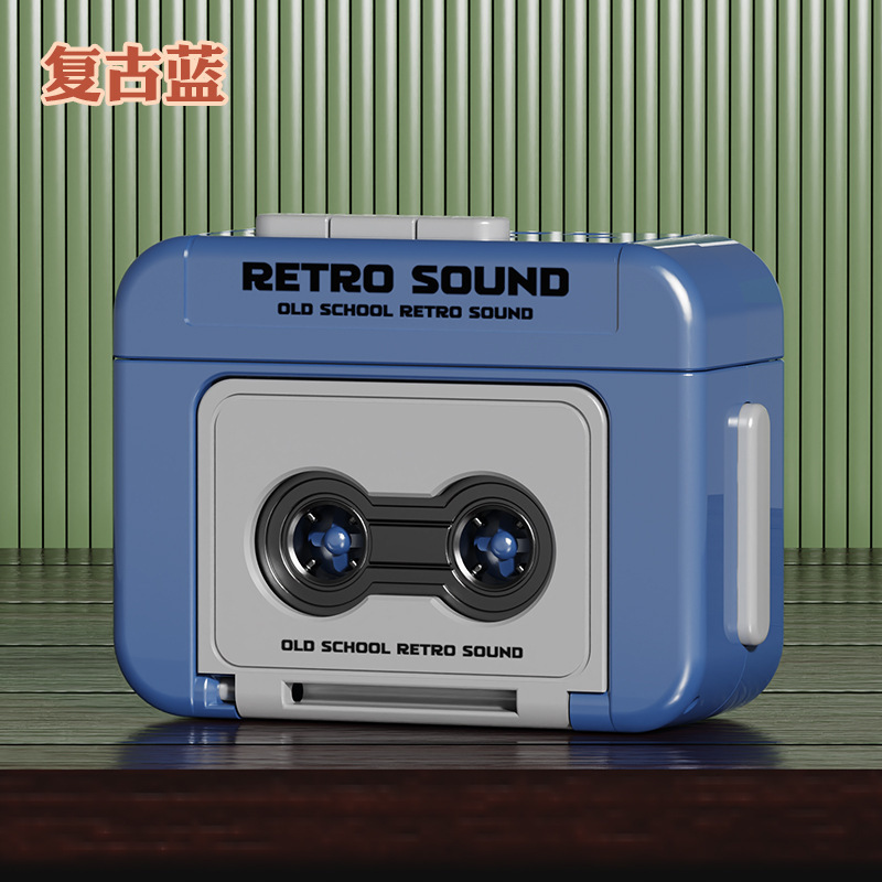 新款迷你复古录音机卡带可播放音乐录音趣味音乐盒小巧便携挂摆件|undefined