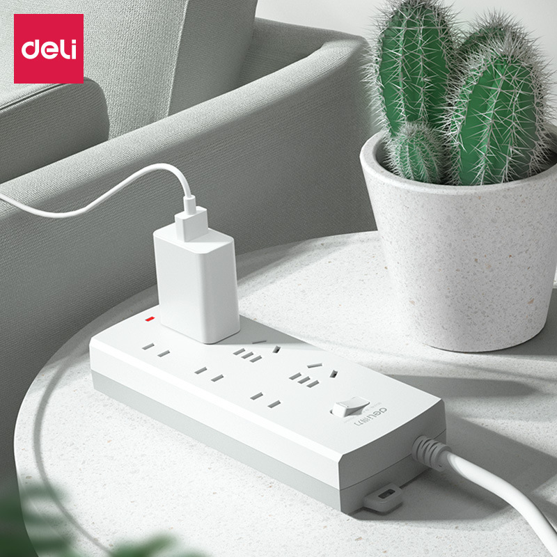 得力3994S(05)延长线插座_3+3_5米接线板插座板