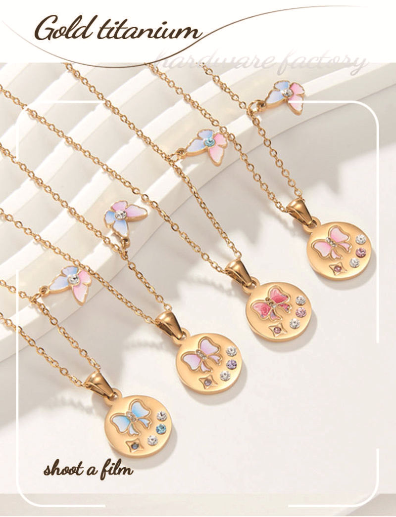 10g Weight Titanium Steel Pendant Material Pendant Necklace Classification Titanium Steel Chain Material Wholesale Jewelry Elegant Sweet Streetwear Geometric Butterfly Titanium Steel Plating Pendant Necklace