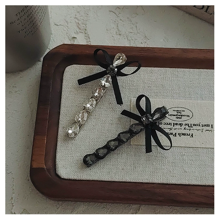 Retro hairgrip with bow, bangs, universal hairpins, hair accessory, french style
