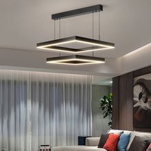 客厅吊灯现代简约大气家用北欧灯具2021新款极简轻奢大厅方形吊灯