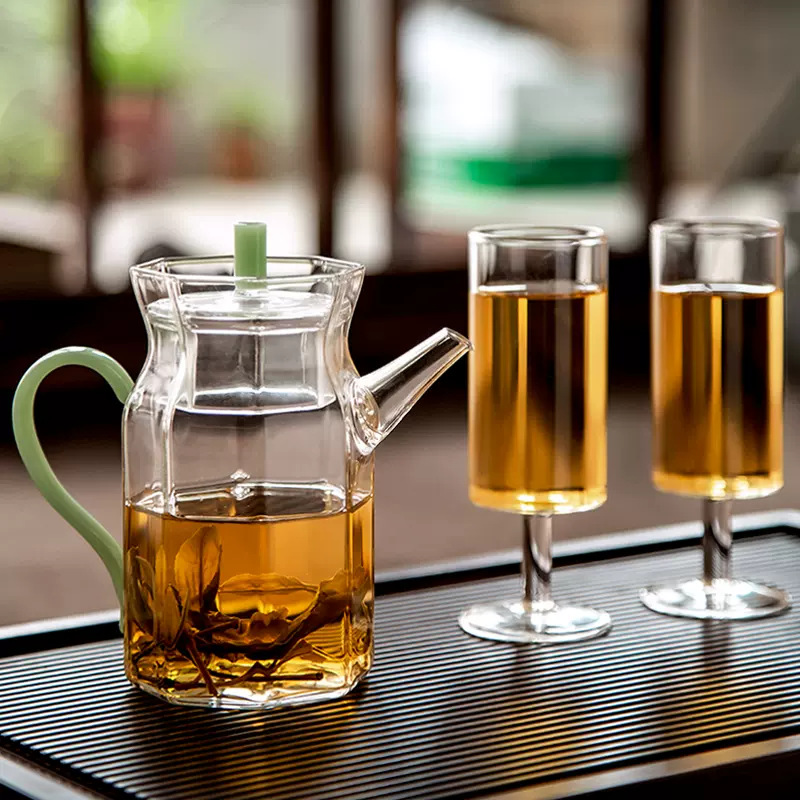 八角仿宋手執壺玻璃仿宋壺耐高溫防爆家用綠茶壺商用泡茶壺沖茶器