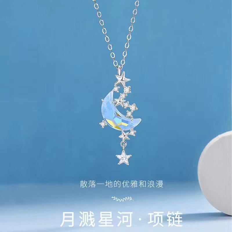 Dreamy Crescent Moon Necklace Ins Female Student Fairy Trend Versatile Collarbone Chain