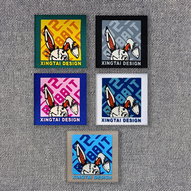 新款时尚潮牌牛仔布兔子图案厚板印花标缝制款装饰衣服补丁贴织唛