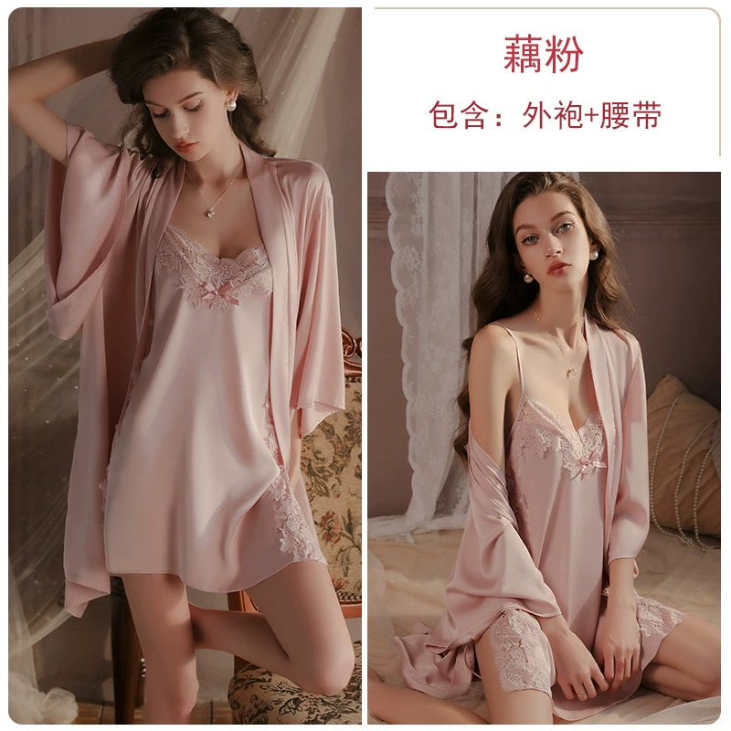 Комплект пижамы из кружева, ночной халат и robe, женское ночное белье, размер One-size и размеры M–XXXL
