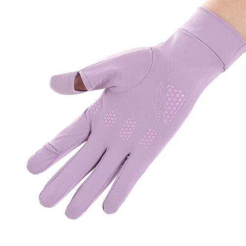 Sun protection gloves, thin, quick-drying ice silk fabric, non-slip, breathable, ice-feel for couples while driving, honeycomb leakage for two fingers L0