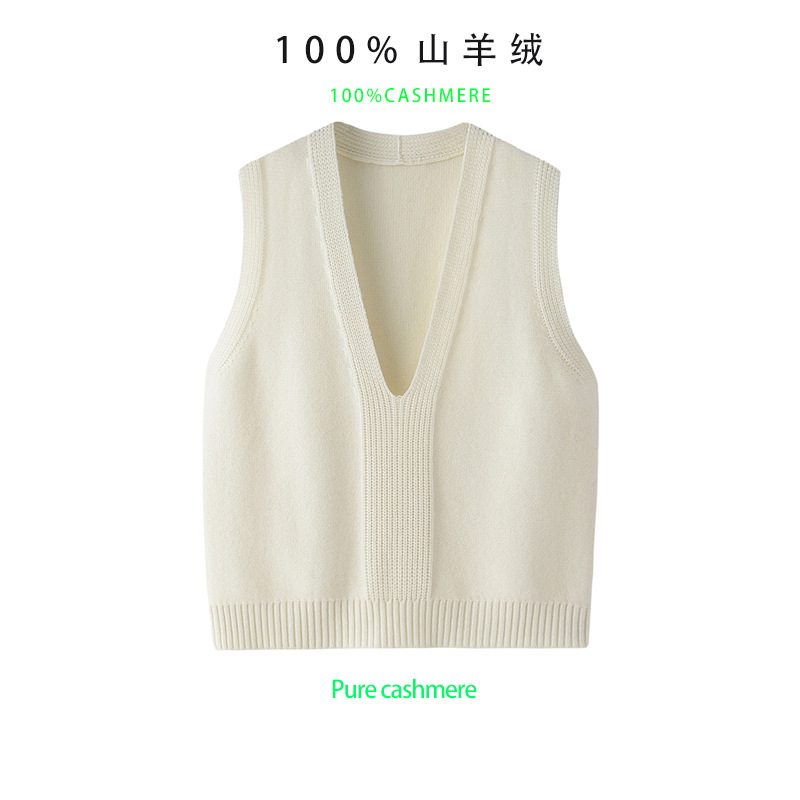 Cashmere Vest Women's V Neck Sweater Loose Women's Pullover Outerwear Waistcoat Wholesale Easiest for Match Black Cashmere Vest