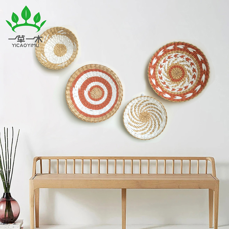 Straw wall decoration background wall decoration ethnic style wall decoration Moroccan style decoration sofa wall bedside hanging decoration
