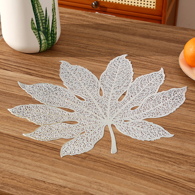 Amazon estilo francés imitación hojas de PVC almohadilla de café creativa alta sensación almohadilla de aislamiento térmico almohadilla de aislamiento térmico restaurante de lujo ligero