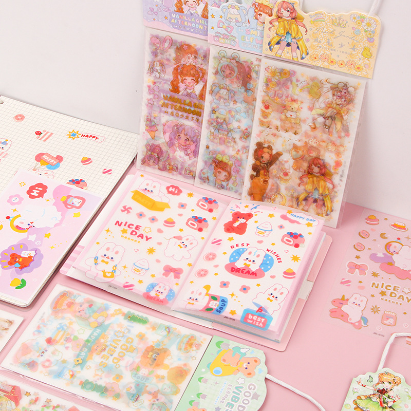 Creativo ins estilo diario pegatinas para niños PET impermeable Corazón de niña diario pegatinas estudiante taza de agua material decorativo pegatinas