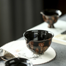 晴先生玳瑁高温窑变釉虎纹金属釉粗陶主人杯陶瓷茶杯景德镇公道