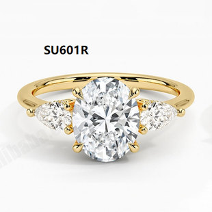 Light Luxury and High-End 18K Gold Platinum Ring Inlaid with Cultured Diamond 1 Carat Wedding Ring 9/10/14K Gold Ring for Women