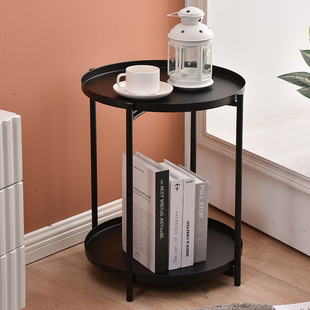 ins Nordic Creative Coffee Table Iron Side Table Modern Simple Living Room Balcony Small Round Table Double-Layer Tray Table