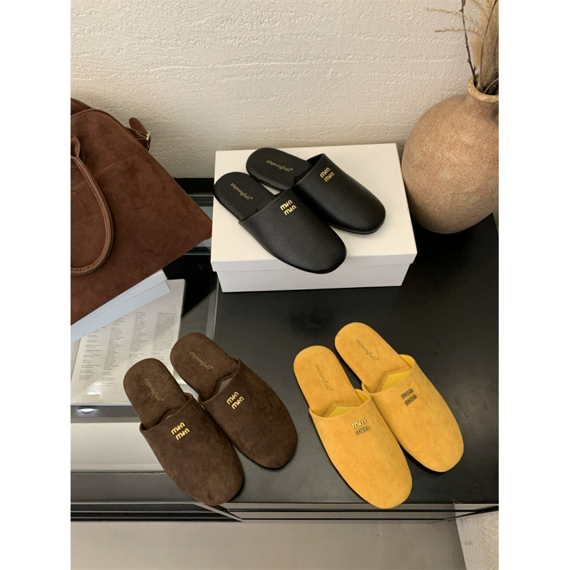 Ленивый Баотоу половина тапочек женщины носят тапочки 2024 новая модель удобной плоской педали женской обуви