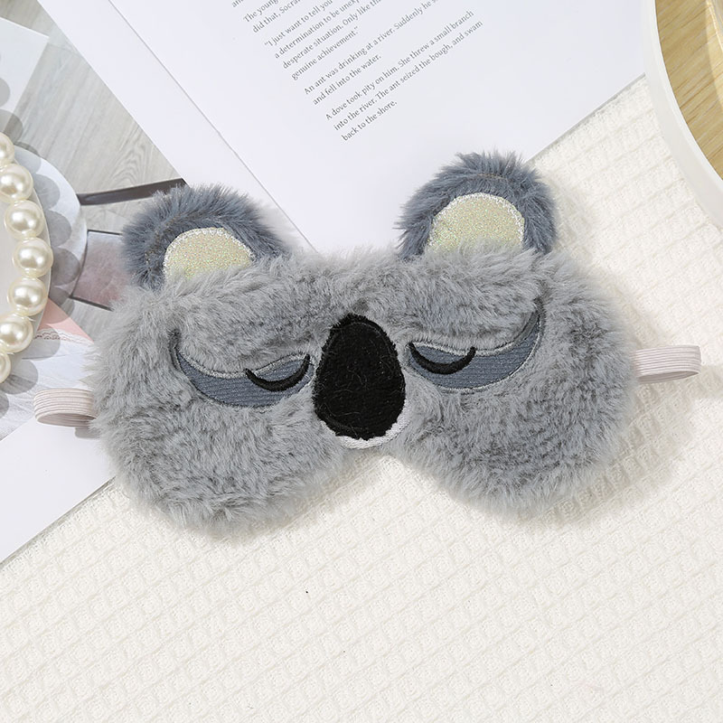 漫画の動物のぬいぐるみ刺繍アイマスク模造ウサギの毛遮光アイマスク飛行機電車休憩アイマスク卸売|undefined