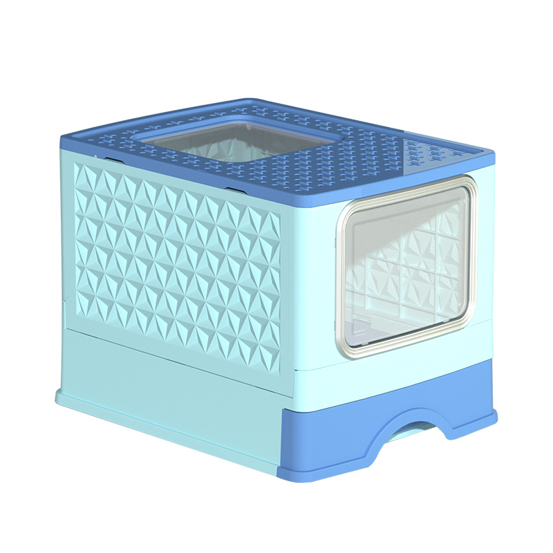 Cajón de arena para gatos super grande totalmente cerrado tipo plegable inodoro para gatos salpicado extra gran fábrica de material PP en stock