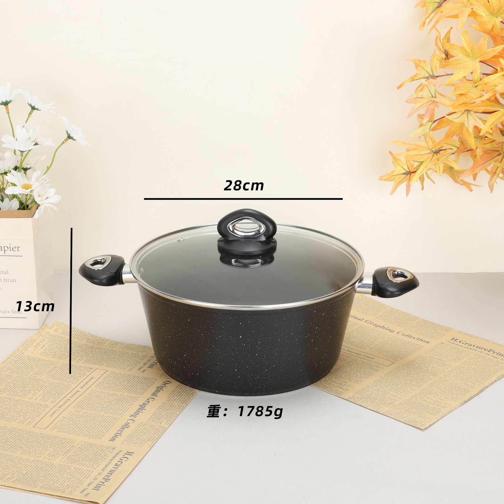 Juego de Ollas Antiadherentes de Aluminio Fundido con Revestimiento Marmolado, para Cocina