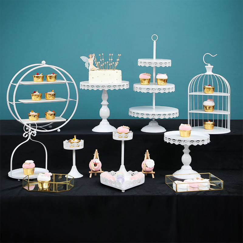 Decoración de mesa de postre simple mesa de postre estante soporte de exhibición decoración de pastelería bandeja de comida fría merienda stand té de la tarde image 23