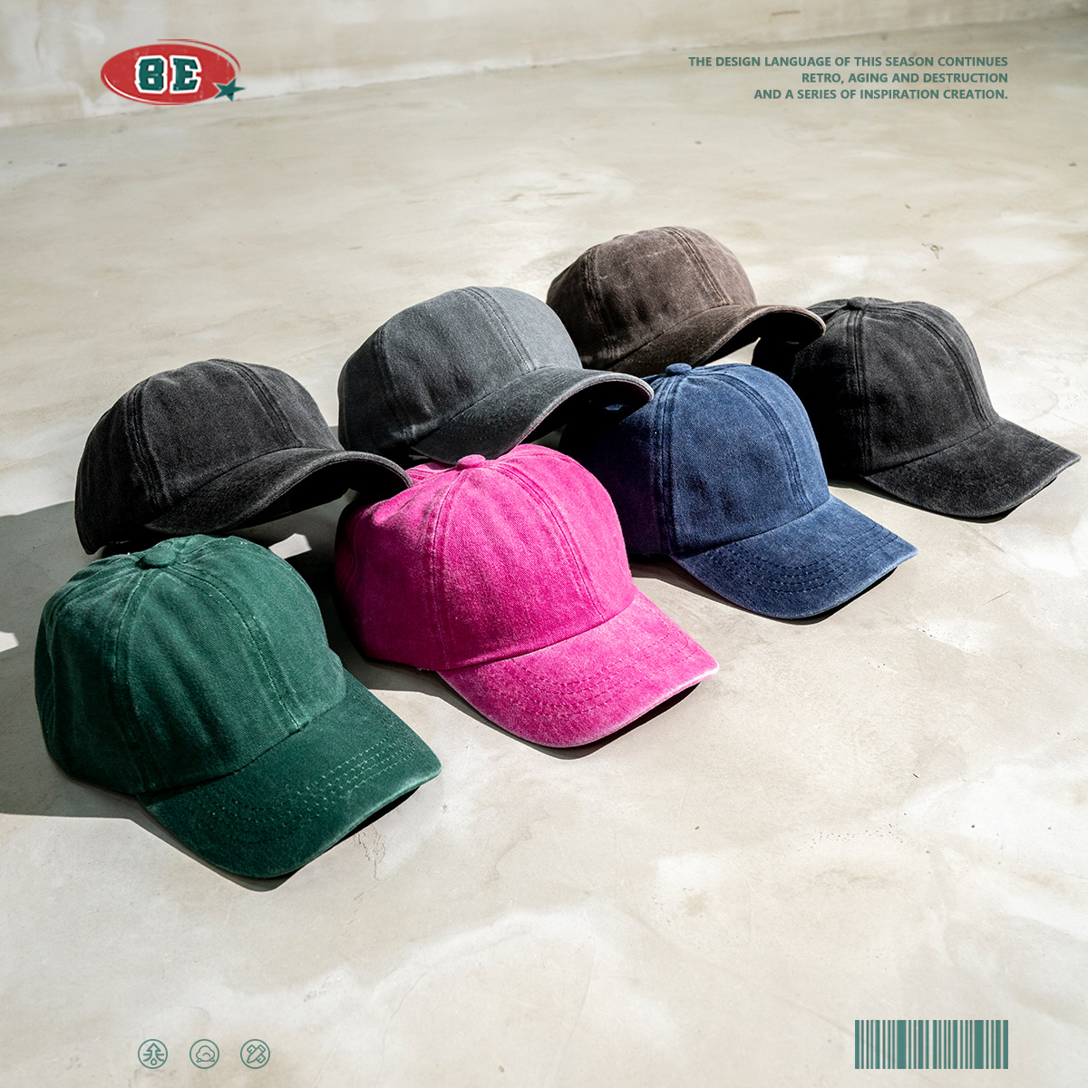 Ropa infantil BE | Gorra de Béisbol de Ala Curva Estilo Retro Americano Primavera/Verano 2025, Gorra Infantil Lavada y Desgastada