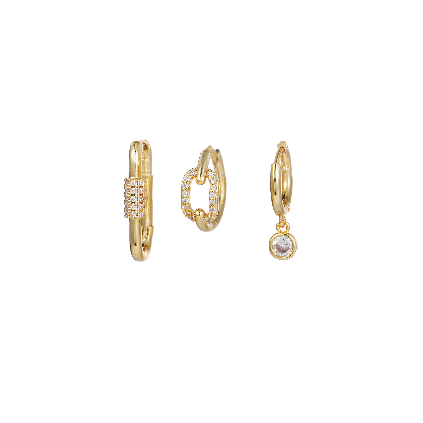 6g Weight Zircon Inlay Material Earrings Classification Housewarming, Anniversary, Business, Wedding, Travel, Birthday, Festival Occasion Brass Material Geometric Pattern Women'S Gender Geometric Brass Zircon Earrings For Women'S 7