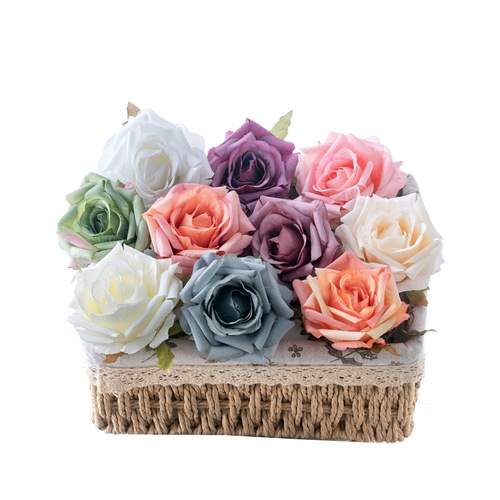 Artificial Flower Simulation, Ruffled Rose Blossom Head, Floral Box for Home Decor, Cross-Border Wedding Wholesale, INS-style MW07301