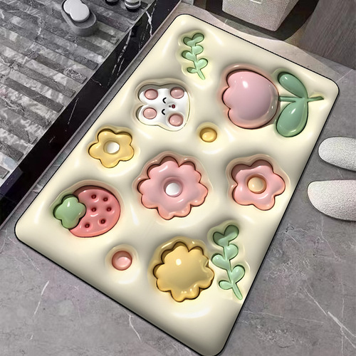 3D three-dimensional expanded florets soft diatom mud absorbent floor mat bathroom non-slip mat toilet bathroom floor mat foot mat