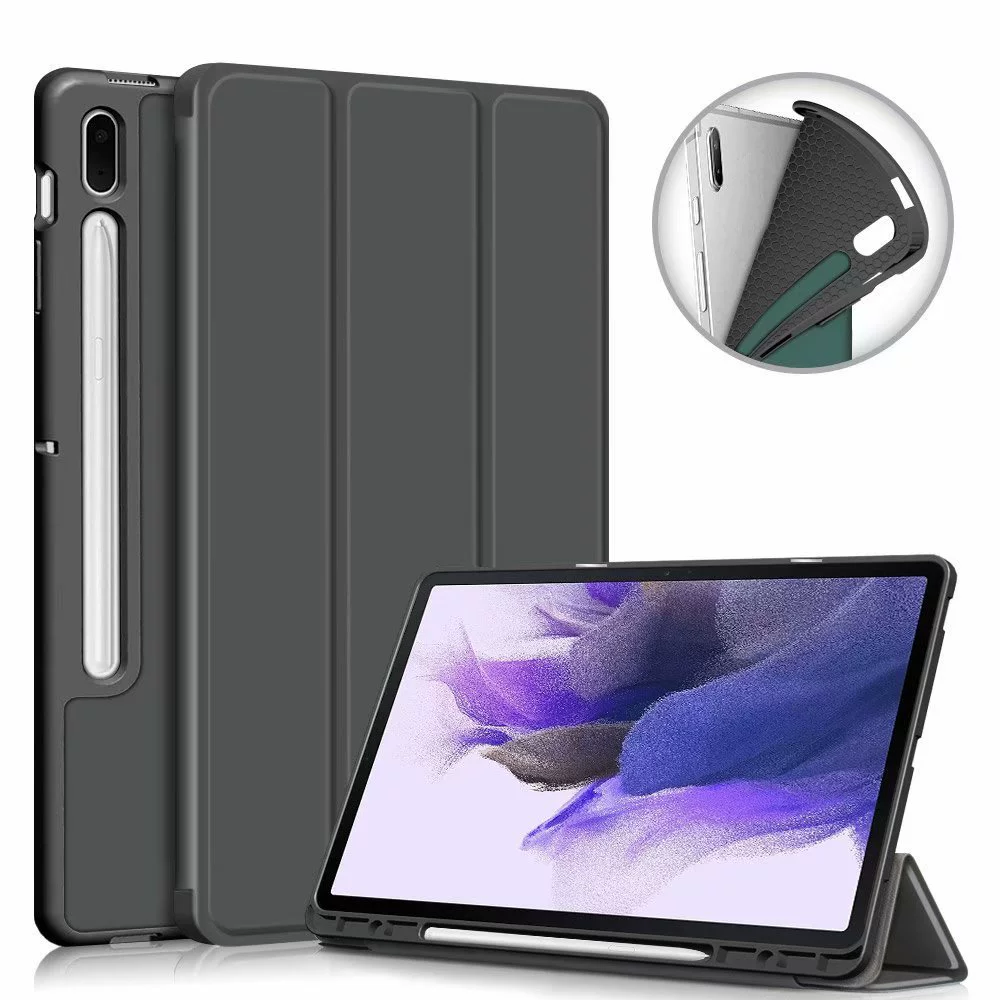 Подходит для Samsung TAB S7Plus трехскладный увлекательный кожаный чехол T870 ручка TPU крепление плоское защитное покрытие P610