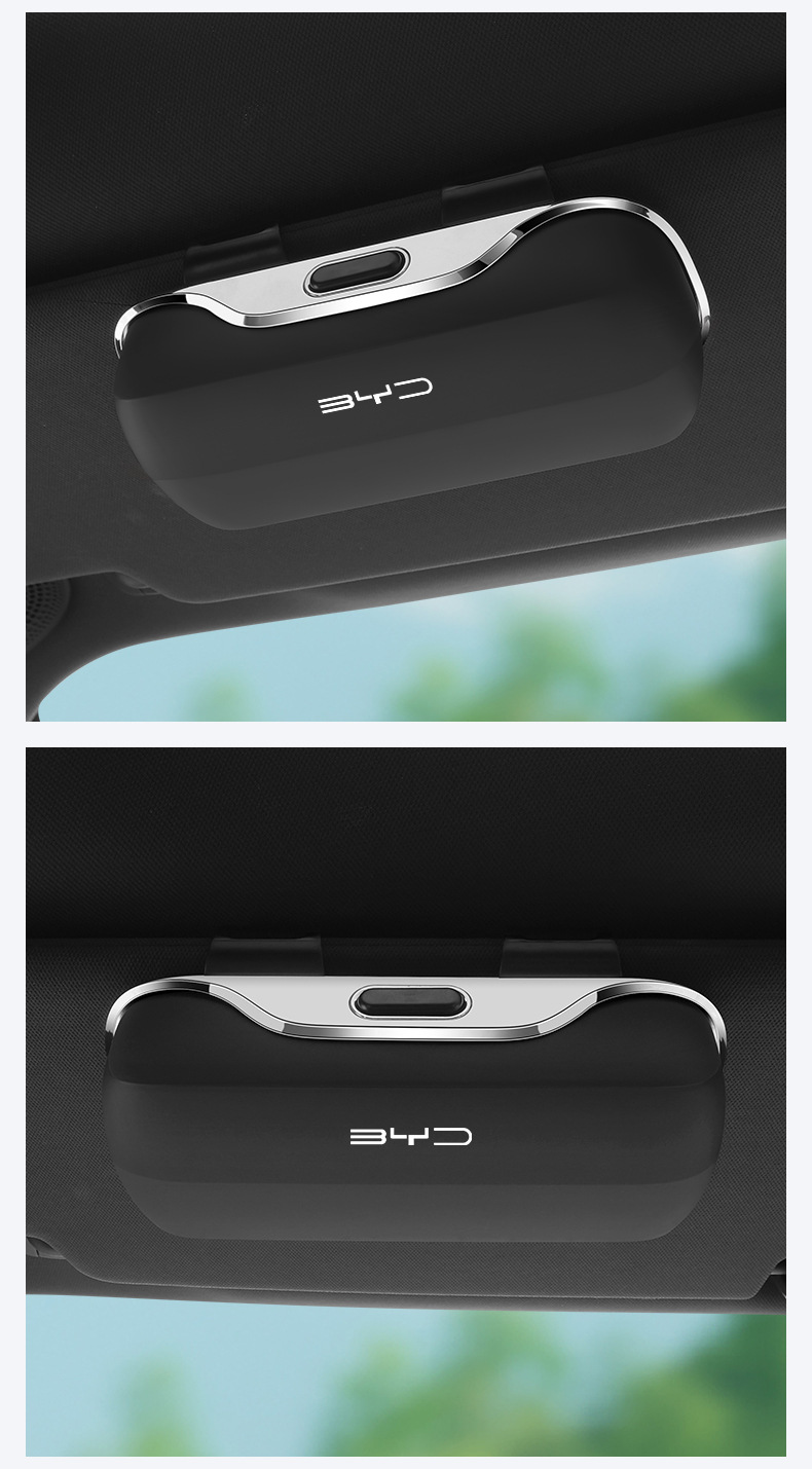 Byd Exclusive Han Ev Glasses Storage Case for Dolphin, Seal, Song, Qin, Yuan Plus, Tang Sun Visor Sunglasses Clip Accessories