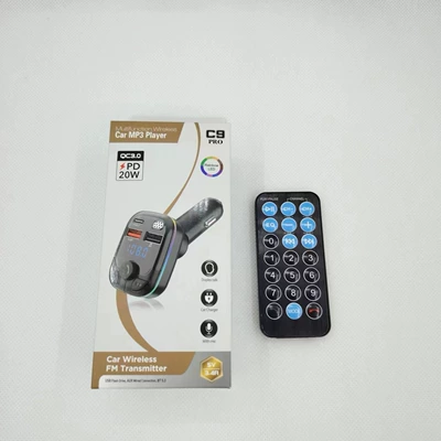 Bluetooth 5.3 Car Mp3 Head with Remote Control, Adjustable Angle Fm Transmitter 5V3A Car Mobile Phone Charger (Car mp3) - c9p-with-remote-control